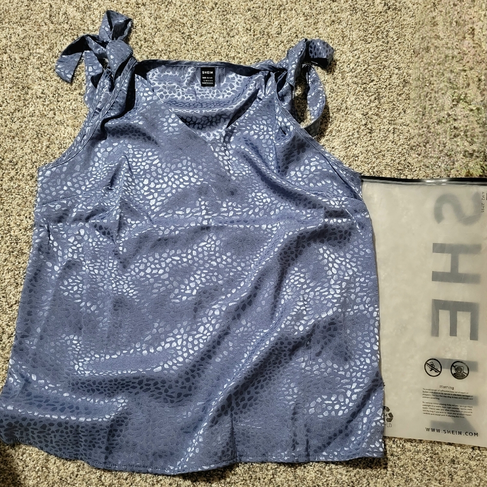 Tie Shoulder Satin Blouse